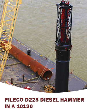Pileco Diesel hammer D225 IN OFFSHORE LEADS